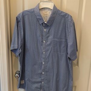 7 Diamonds Blue Micro-Pattern Short-Sleeve Button-Down Shirt - Size XL